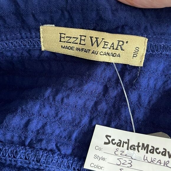 Ezzewear Wear Blue Relaxed Snap Button Down Shirt Textured Sleeveless Canada NWT - Picture 10 of 11